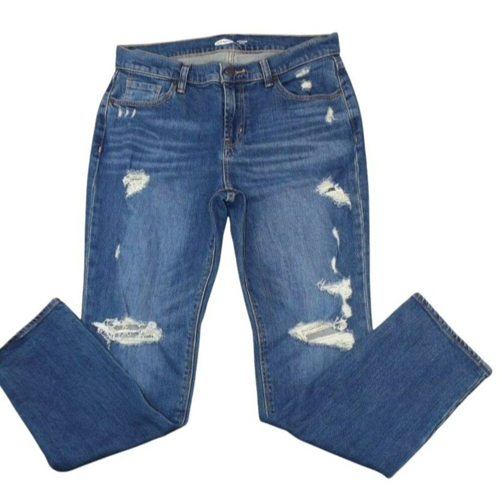 Old Navy Womens Jeans Distressed Streetwear Boyfriend Midrise Size 4  JH844